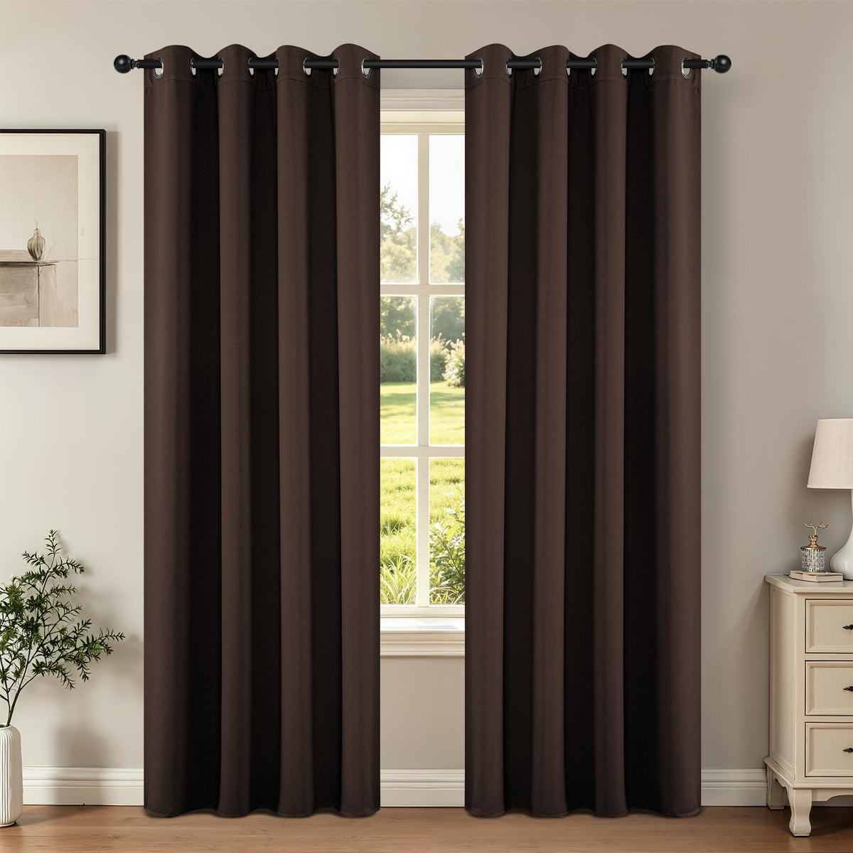 Joydeco Blackout Curtains for Bedroom 84 Inch - Black Out Curtains with Grommets Thermal Insulated Room Darkening Light Blocking, Noise Reducing & Wrinkle-Free Drapes for Living Room Windows, 2 Panels