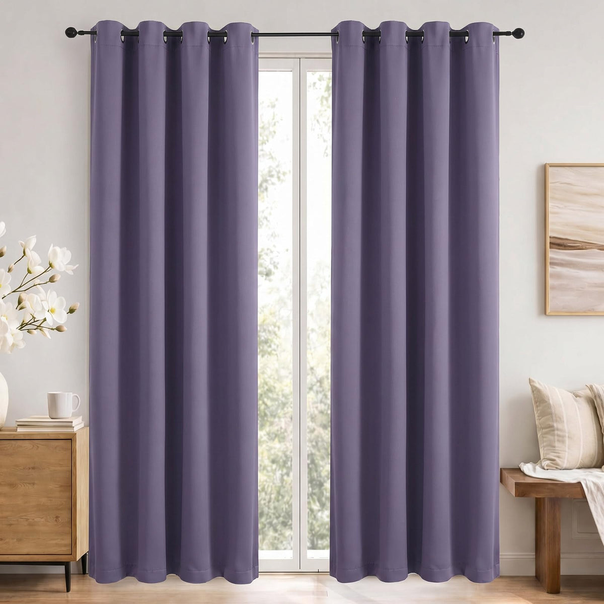 Simplebrand Sage Green Blackout Curtains 84 Inch Length 2 Panels Set for Bedroom/Living Room, Solid Room Darkening Thermal Insulated Grommet Energy Saving Window Treatment Drapes, Each 52" Wide