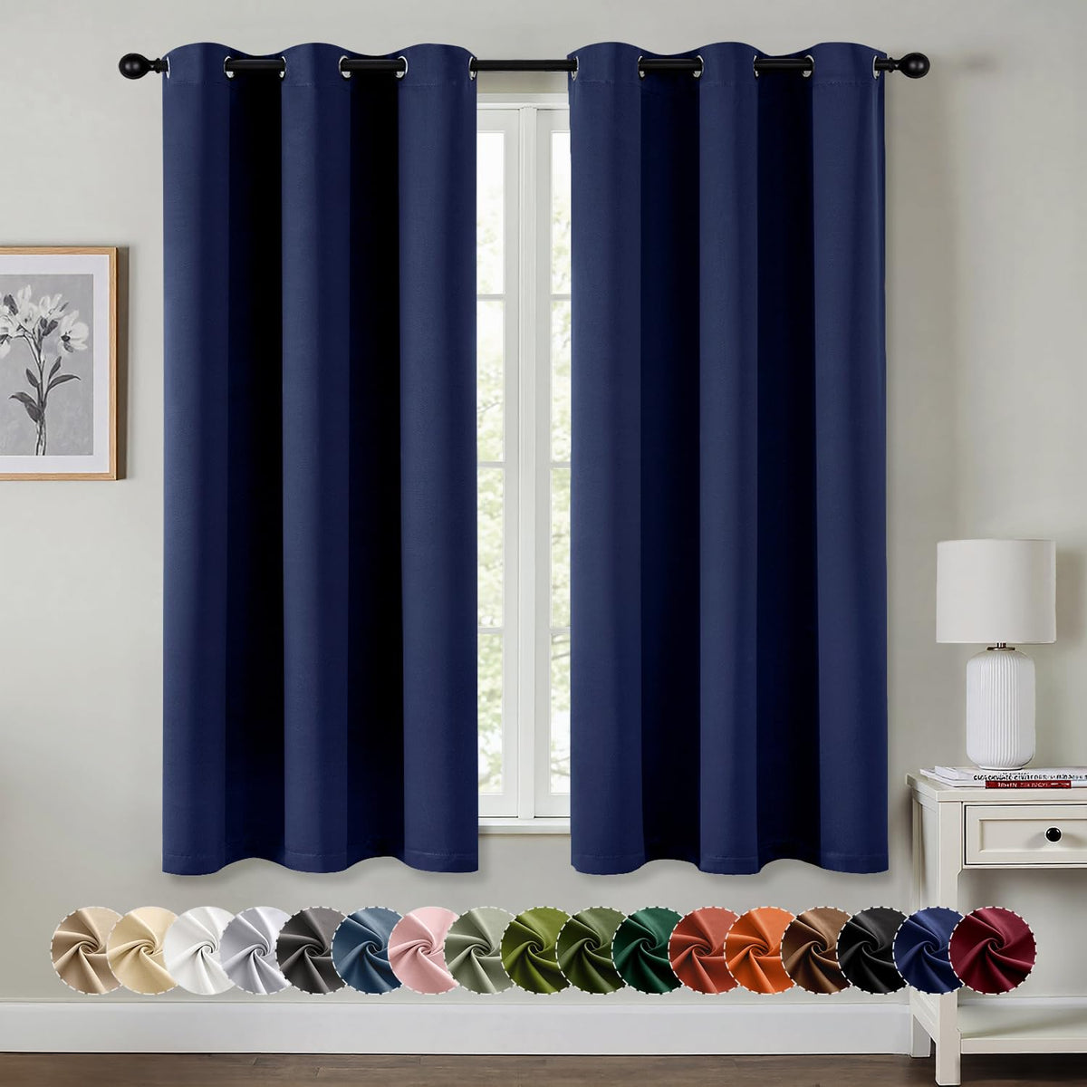 MIULEE Blackout Curtains for Bedroom 2 Panels 40 x 63 Inch Long Dark Grey