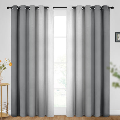SimpleHome Ombre Black to Grey White Curtains for Living Room 52Wx84L