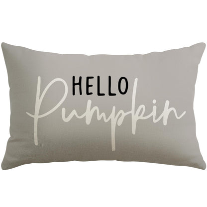 Artscope Hello Pumpkin Beige Lumbar Throw Pillow Cover 12x20 Inch Fall Decoration Cushion Cover Thanksgiving Farmhouse Pillow Case for Home Sofa Couch Decor