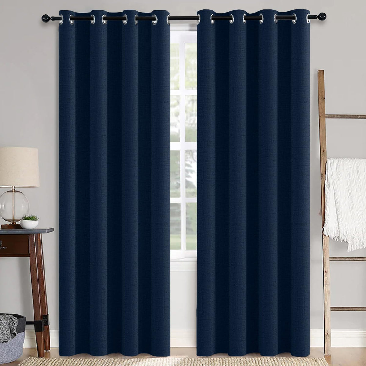 MIULEE 100% Blackout Linen Curtains for Bedroom 52x84 Inches Natural Beige