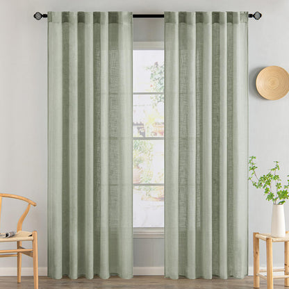 MIULEE Natural White Linen Curtains 52x84 Inch Long for Bedroom Living Room