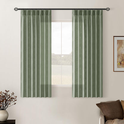 TWODRAPES Natural Pinch Pleated Linen Semi Sheer 84 Inch Curtains 2 Panels