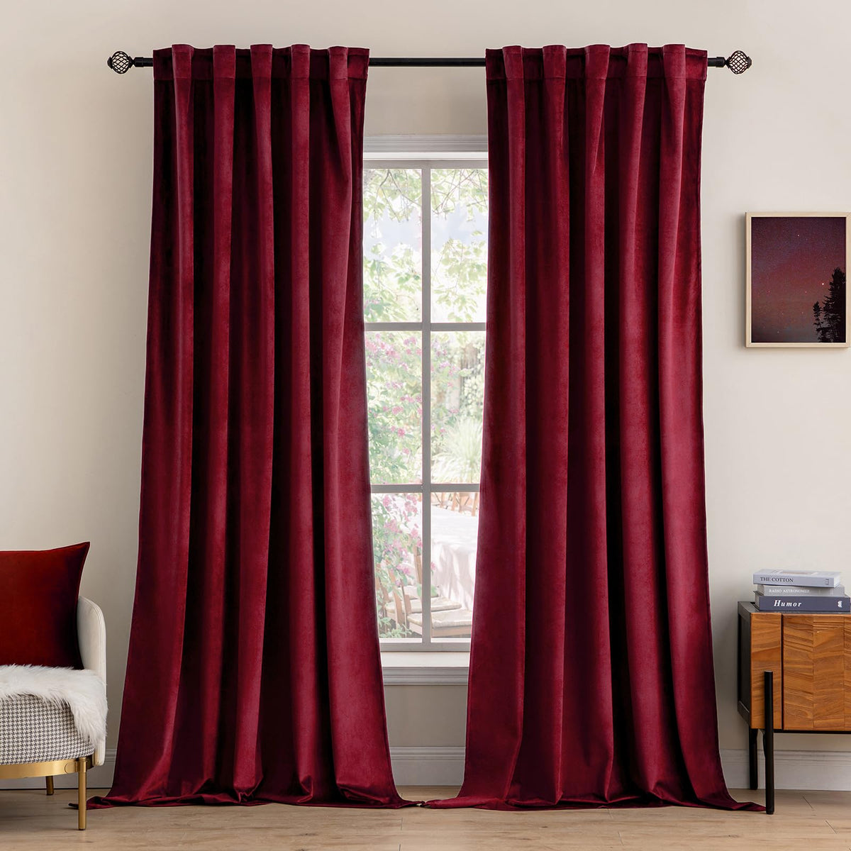 MIULEE Velvet Curtains 52x84 inches 2 Panels Olive Green Blackout Curtains