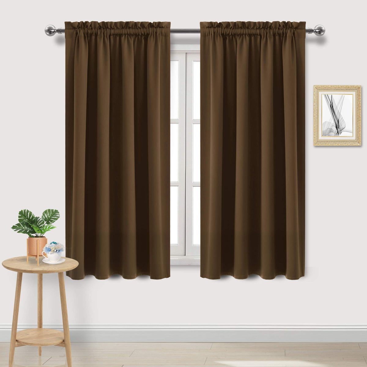 DWCN Blackout Curtains for Bedroom Living Room 42 x 63 Inch Long Black