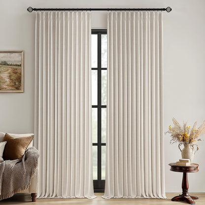 MIULEE Natural Pinch Pleated 100% Blackout Linen Curtains 40x84 Inches