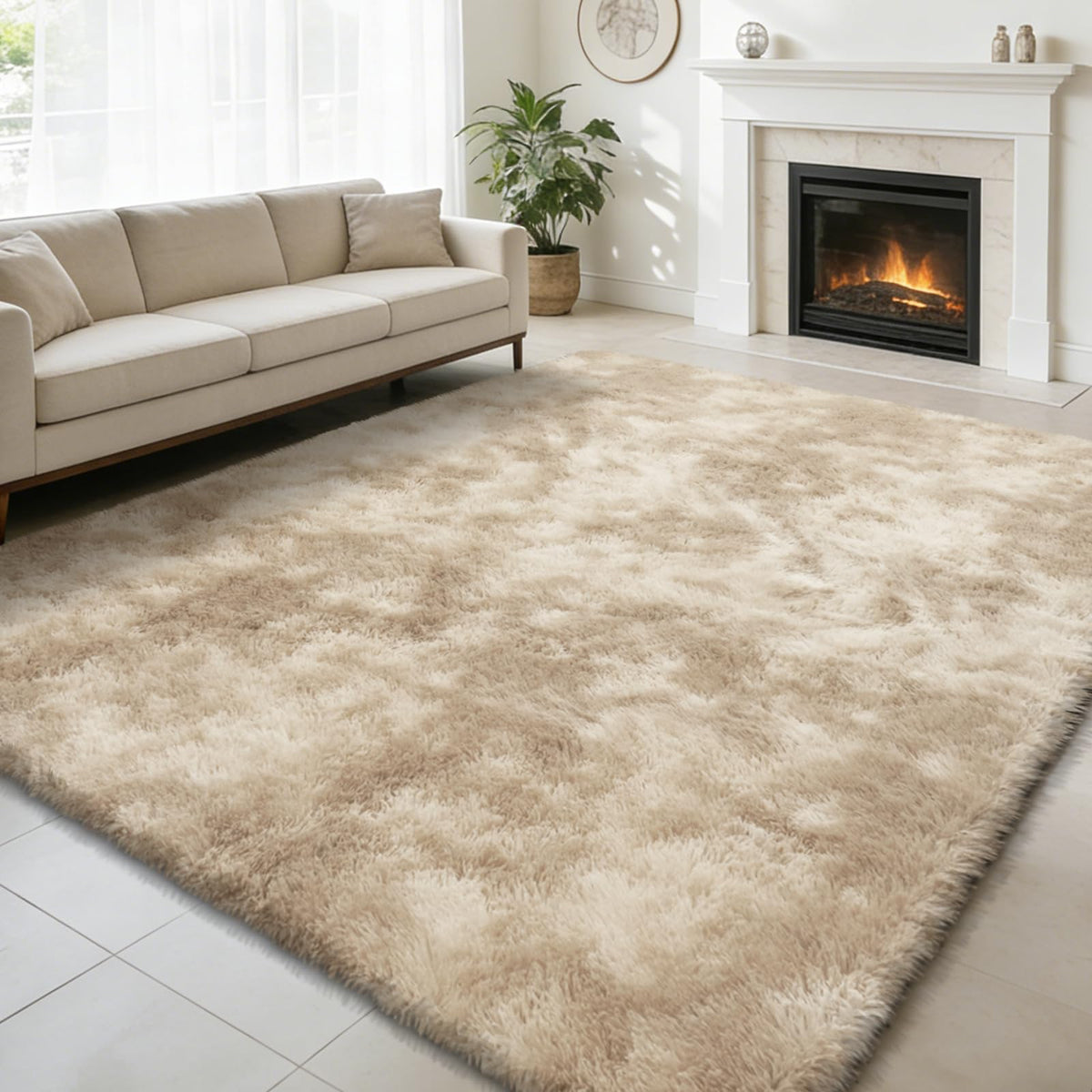 8x10 Fluffy Area Rugs for Living Room,Black Large Shag Area Rug for Bedroom
