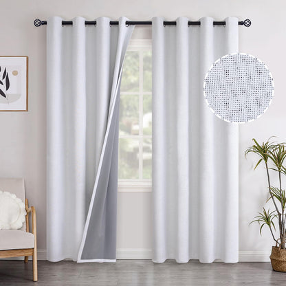 YoungsTex Linen Blackout Curtains 63 Inch Length Bedroom Beige Darkening