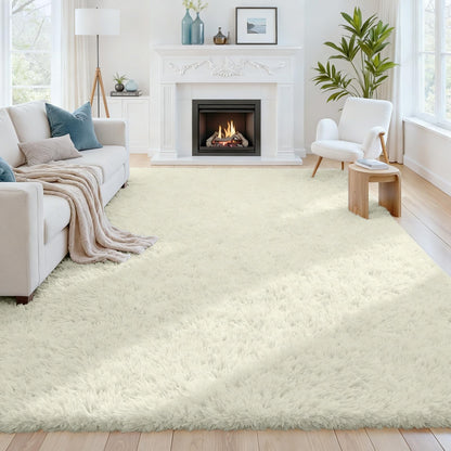 8x10 Fluffy Shag Area Rugs for Living Room Bedroom: Soft Plush Carpet Grey