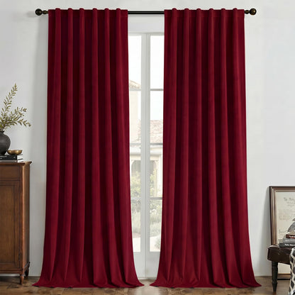 Joydeco Velvet Blackout Curtains 84 Inch Length 2 Panels, Black Out Curtains for Bedroom Living Room, Thermal Insulated Luxury Heavy Duty Drapes, Heat & Light Blocking, Back Tab&Rod Pocket,52"W x 84"L