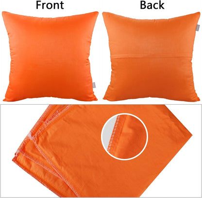 Thmyo 4-Pack 100% Cotton Solid Decorative Throw Pillow Case 18x18 Orange