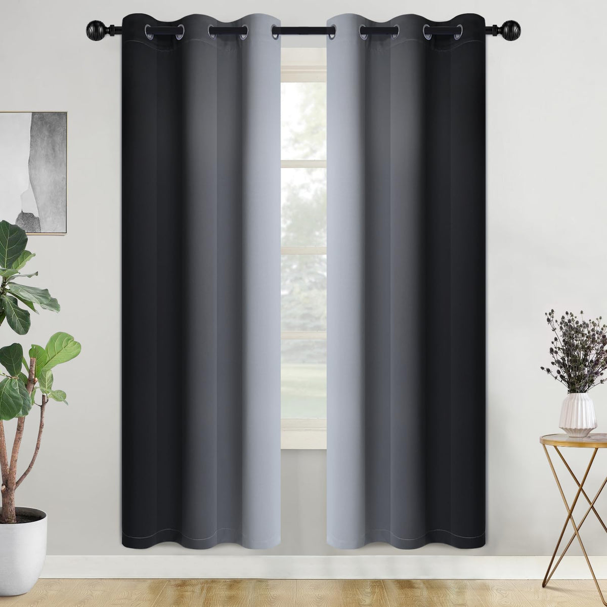 COSVIYA Grommet Room Darkening Ombre Purple Curtains W52xL63 inch