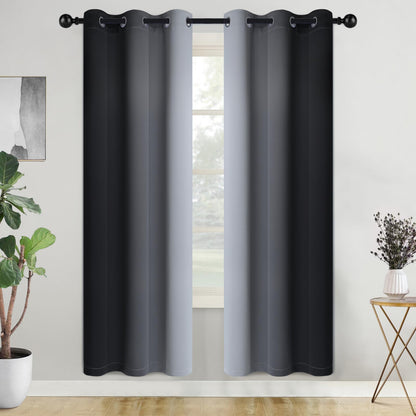COSVIYA Grommet Room Darkening Ombre Purple Curtains W52xL63 inch