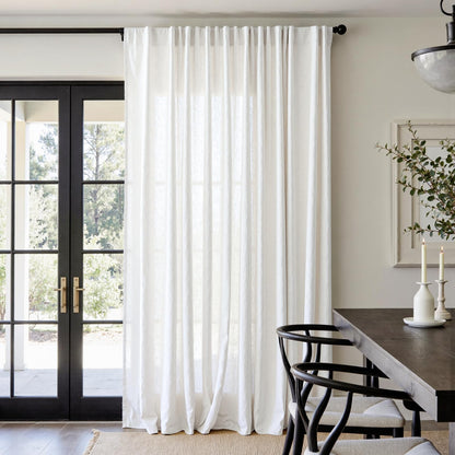 jinchan Linen Curtains Light Filtering Back Tab 50x96 Inch 2 Panels Beige