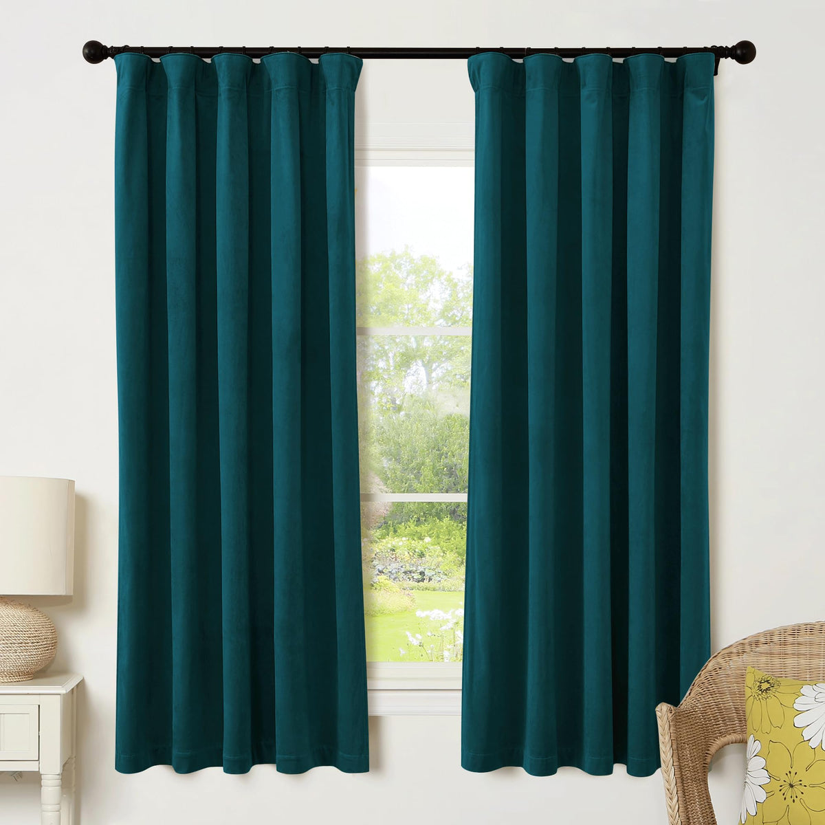 RYB HOME Sage Green Velvet Curtains 84 inches for Bedroom Living Room