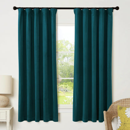 RYB HOME Sage Green Velvet Curtains 84 inches for Bedroom Living Room