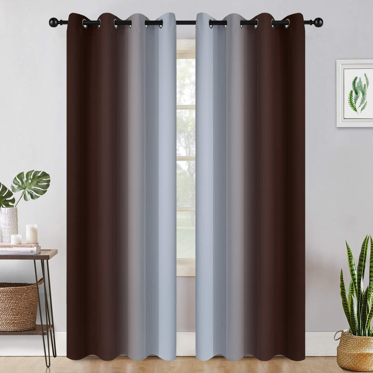 COSVIYA Grommet Room Darkening Ombre Purple Curtains W52xL63 inch