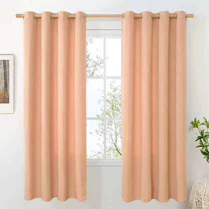 BGment Oatmeal Linen Curtains 84 Inch Length 2 Panels Set for Living Room