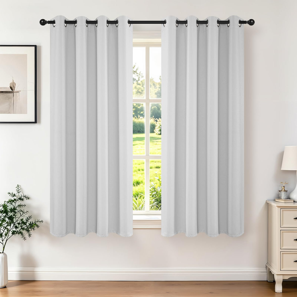 Joydeco Blackout Curtains for Bedroom 84 Inch - Black Out Curtains with Grommets Thermal Insulated Room Darkening Light Blocking, Noise Reducing & Wrinkle-Free Drapes for Living Room Windows, 2 Panels