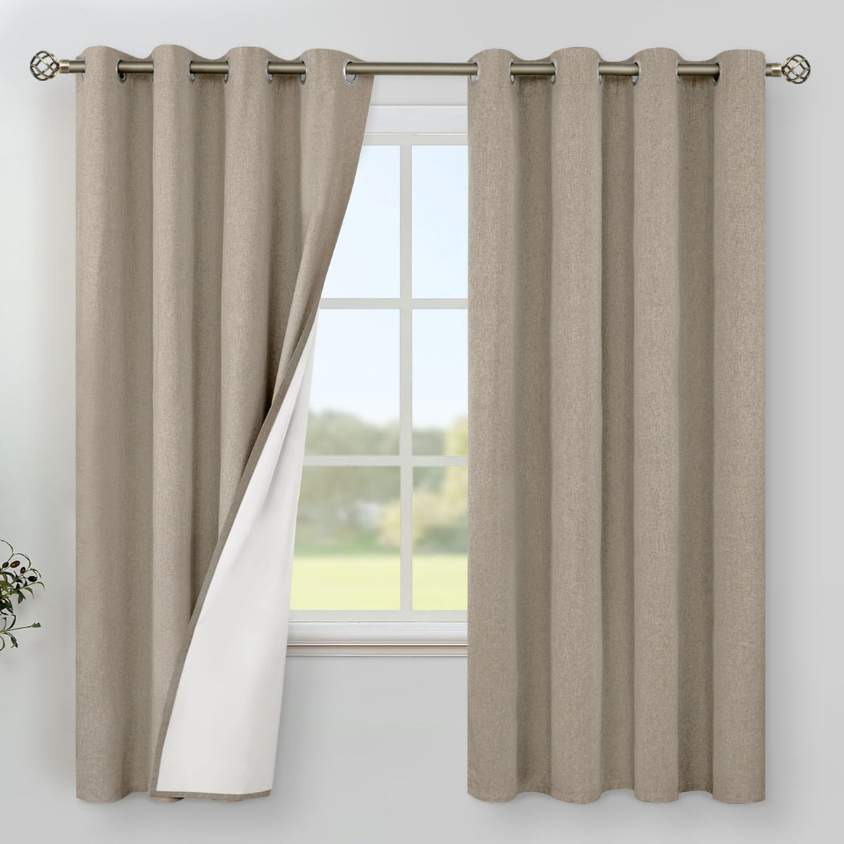 YoungsTex Black Blackout Curtains for Bedroom, Thermal Drapes Heat Blocking