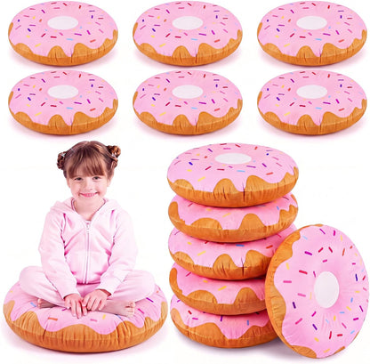 6 Pcs 13.78" Pink Donut Floor Pillow, for Donut Birthday Party Decor