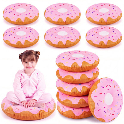 6 Pcs 13.78" Pink Donut Floor Pillow, for Donut Birthday Party Decor