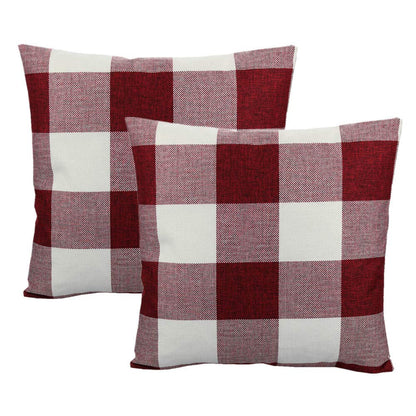 VAKADO Outdoor Plaid Throw Pillow Covers 18x18 Set of 2, Black & White