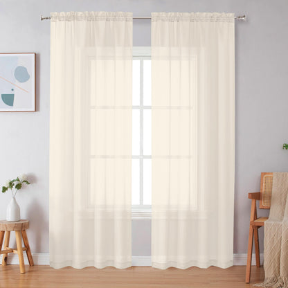 Simplebrand Black Sheer Curtains 84 Inches Long 2 Panels for Living Room