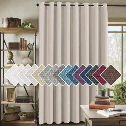 H.VERSAILTEX Linen Blackout Curtain 84 Inches Long for Bedroom/Living Room Thermal Insulated Grommet Linen Look Curtain Drapes Primitive Textured Burlap Effect Window Drapes 1 Panel - Heather Ivory