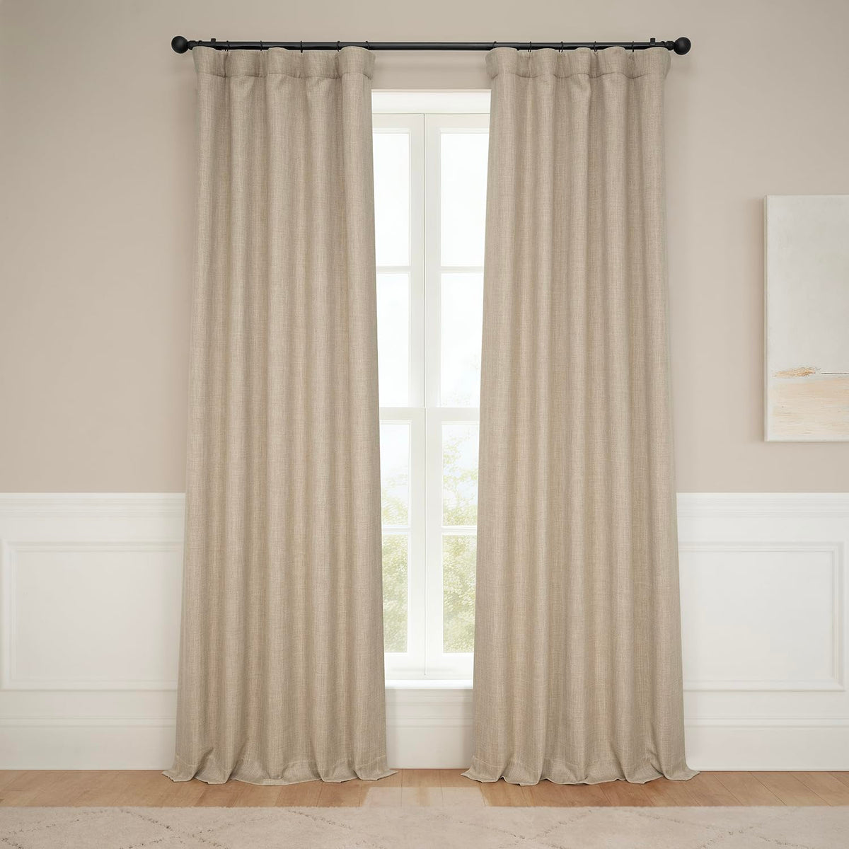 Faux Linen Curtains for Living Room (1 Panel) - 50W X 108L, Birch Taupe