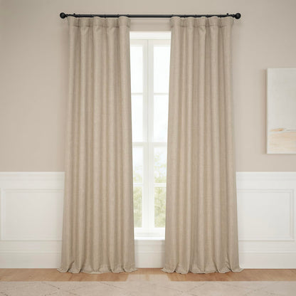 Faux Linen Curtains for Living Room (1 Panel) - 50W X 108L, Birch Taupe