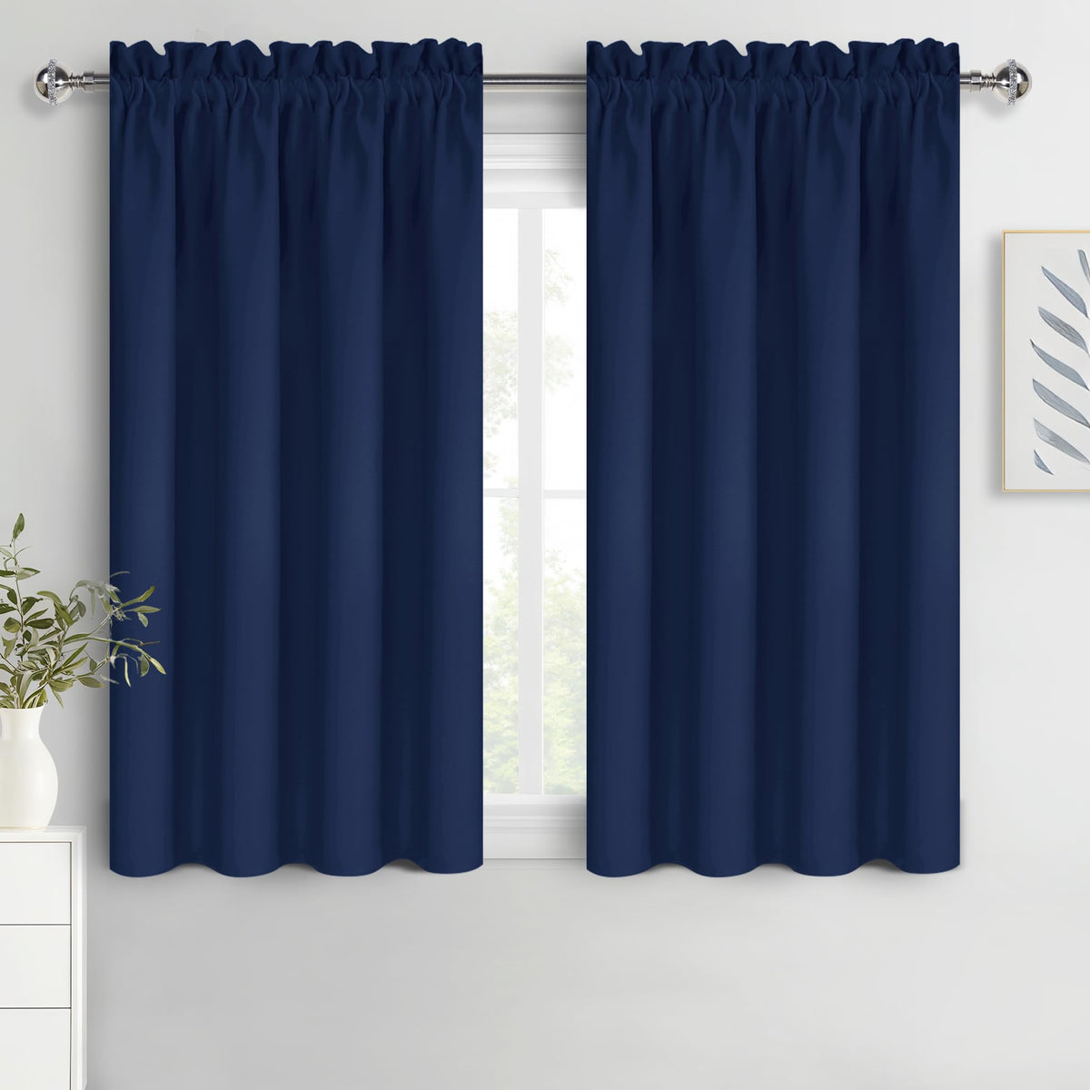 DWCN Blackout Curtains for Bedroom Living Room 42 x 63 Inch Long Black