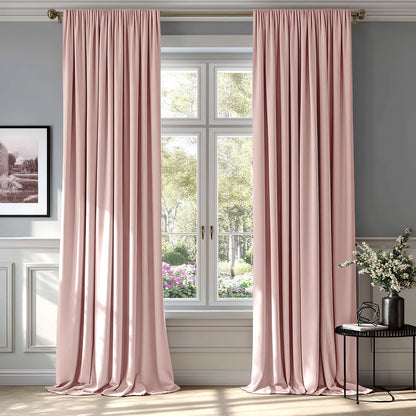 MIULEE Dusty Rose Pink Velvet Room Darkening Curtains for Bedroom W52 x L84