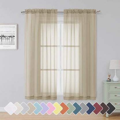 Simplebrand Black Sheer Curtains 84 Inches Long 2 Panels for Living Room