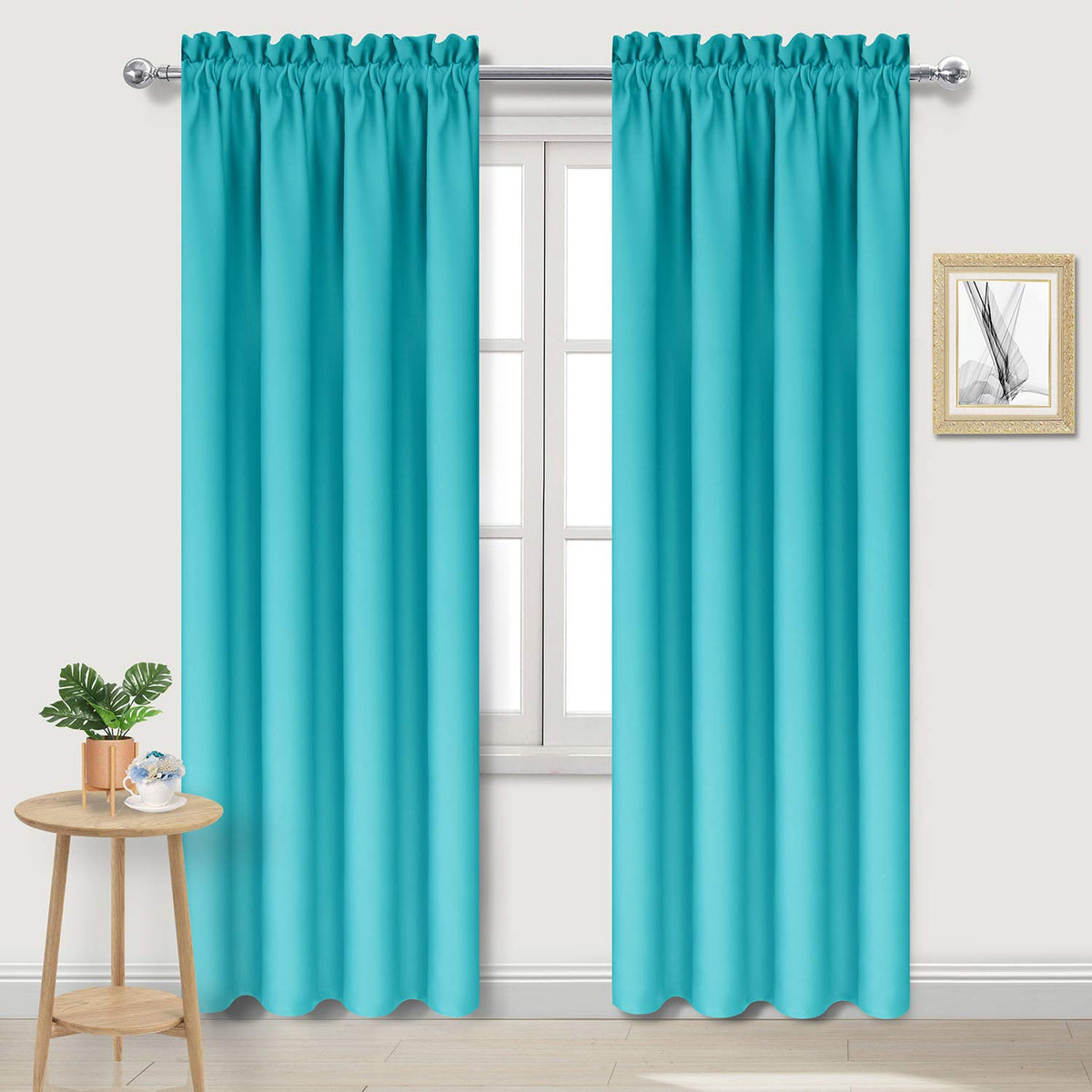 DWCN Blackout Curtains for Bedroom Living Room 42 x 63 Inch Long Black