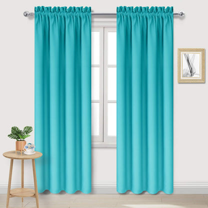 DWCN Blackout Curtains for Bedroom Living Room 42 x 63 Inch Long Black