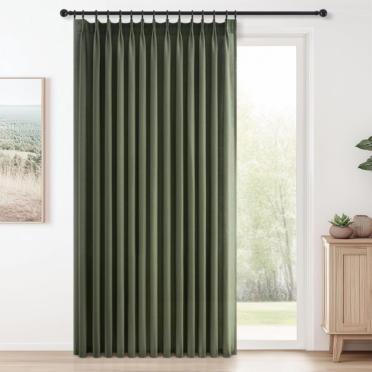 Topfinel Oatmeal Beige Pinch Pleated Curtains 84 Inches Long for Living Room 2 Panels Sets,Stone Washed Linen Earth Tone Decor Back Tab Boho Neutral Greige Earthy Sheer Curtain for Bedroom