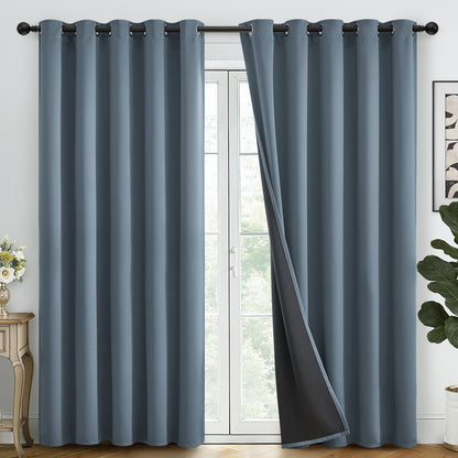 SimpleHome Cream 100% Blackout Curtains Room Darkening Living Room 84 Inch
