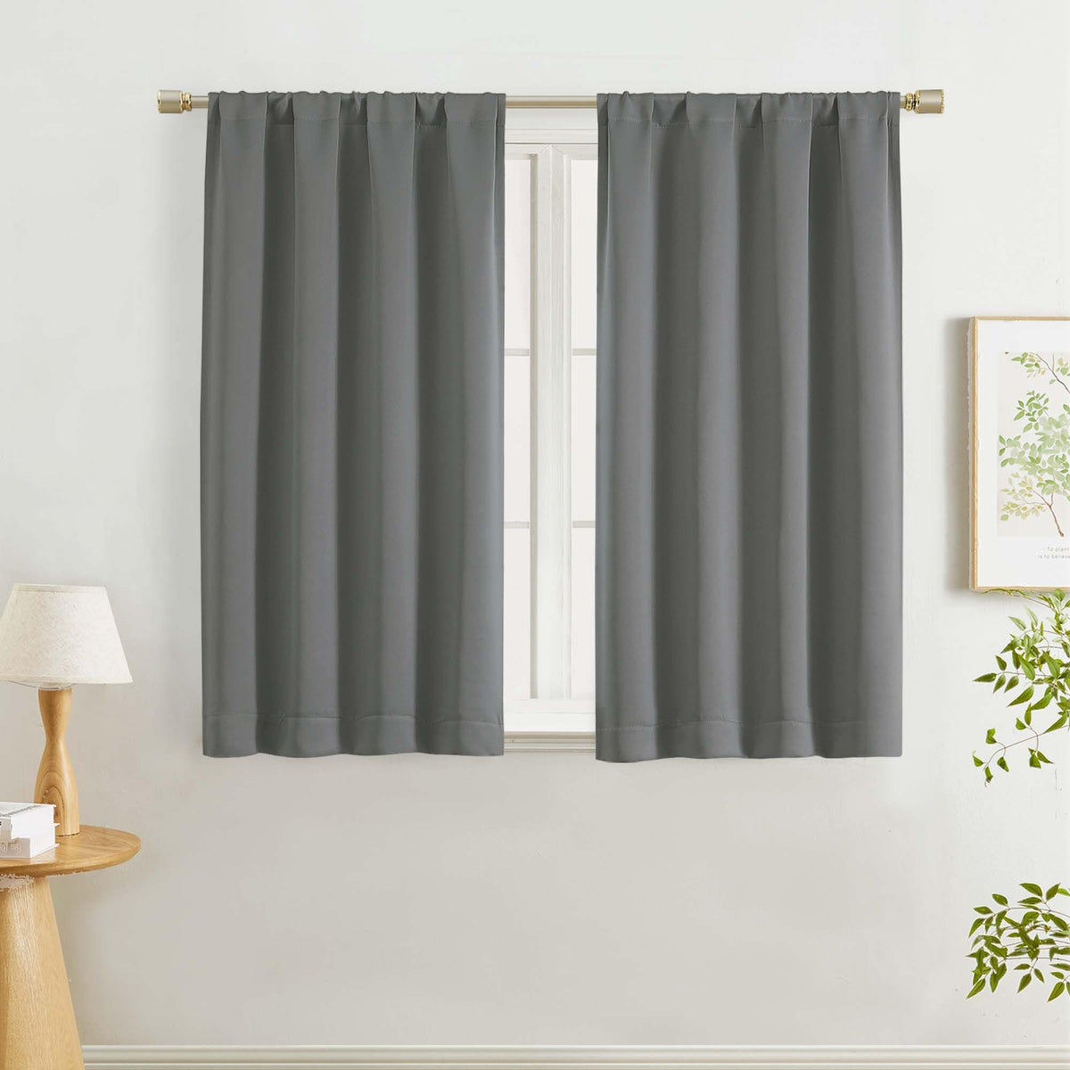 Lecloud Sage Green Room Darkening Curtains 54 Inch Length 2 Panels, Window Curtains for Bedroom, Energy Thermal Insulating Rod Pocket Curtain Drapes for Small Window, 40" W x 54" L