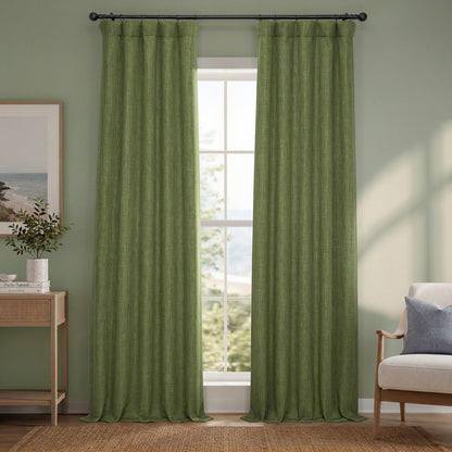 Faux Linen Curtains for Living Room (1 Panel) - 50W X 108L, Birch Taupe