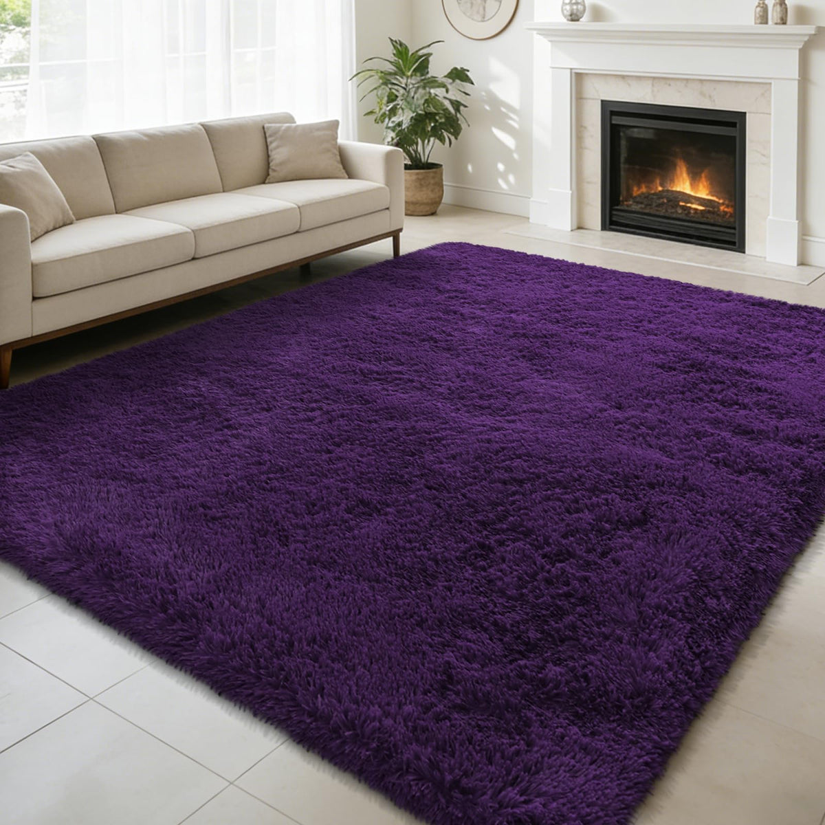 8x10 Fluffy Area Rugs for Living Room,Black Large Shag Area Rug for Bedroom