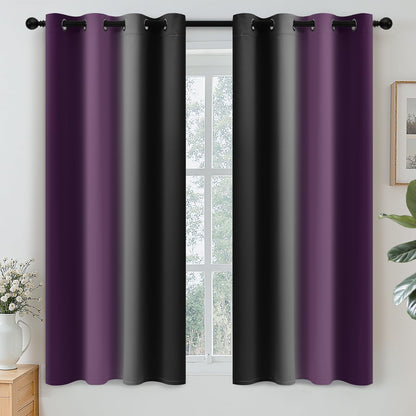 Yakamok Ombre Curtains Blue and Greyish White for Living Room,52Wx84L