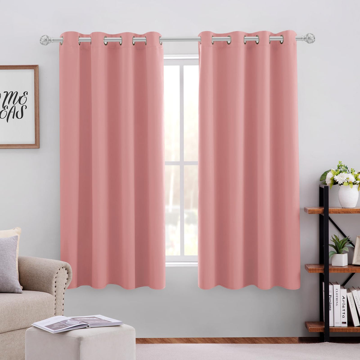 HOMEIDEAS Blackout Curtains for Bedroom 52 X 84 Inch Long 2 Panels Set Light Grey/Gray Room Darkening Curtains/Drapes, Soundproof Thermal Grommet Window Curtains for Living Room