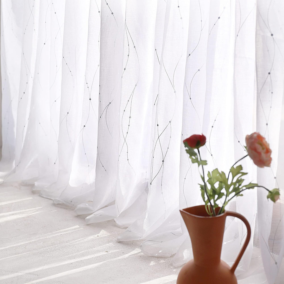 Deconovo Light Filtering Sheer Curtains 72 Inches Long for Living Room