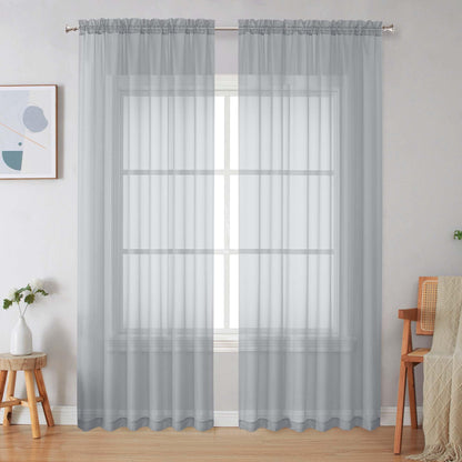 Simplebrand Black Sheer Curtains 84 Inches Long 2 Panels for Living Room
