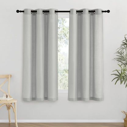 NICETOWN Natural Linen Curtains 84 inch Long 2 Panels Set, Grommet Top Thick Linen Burlap Semi Sheer Vertical Drapes Privacy Assured with Light Filtering for Bedroom/Living Room, W55 x L84