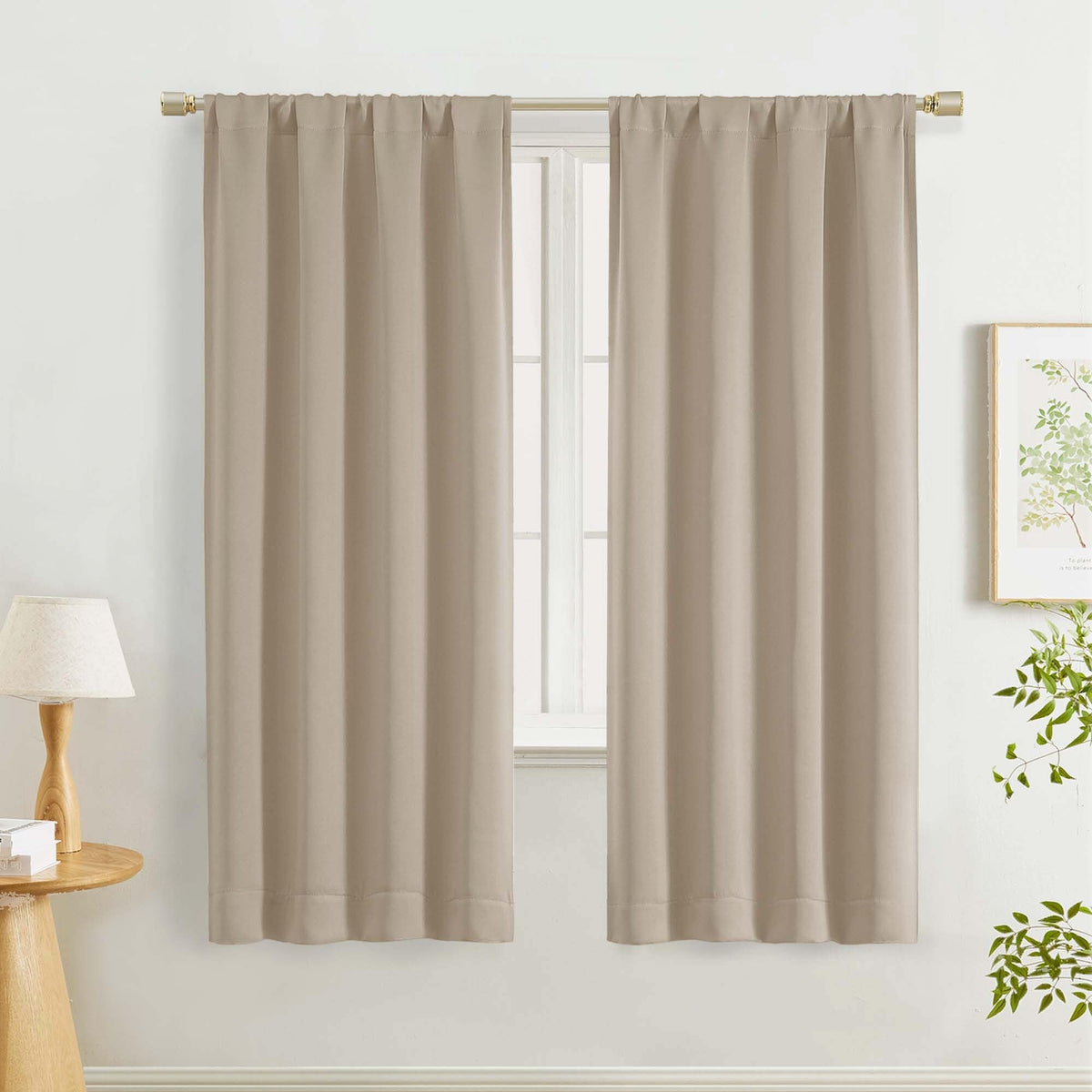 Lecloud Sage Green Room Darkening Curtains 54 Inch Length 2 Panels, Window Curtains for Bedroom, Energy Thermal Insulating Rod Pocket Curtain Drapes for Small Window, 40" W x 54" L