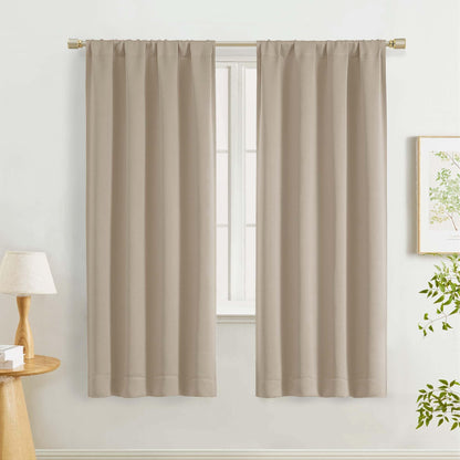 Lecloud Sage Green Room Darkening Curtains 54 Inch Length 2 Panels, Window Curtains for Bedroom, Energy Thermal Insulating Rod Pocket Curtain Drapes for Small Window, 40" W x 54" L