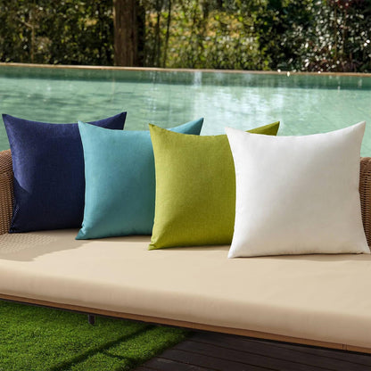 MIULEE Pack of 4 Decorative Outdoor Throw Pillow Covers Linen Waterproof Pillow Covers Summer Farmhouse Cushion Cases for Patio Garden Tent Balcony Couch Sofa 18x18 Inch Red/Turquoise